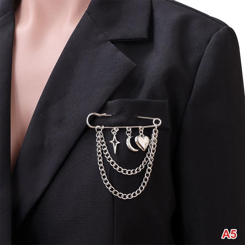 Hip Hop Trendy Imitatie Parel Kwastje Ketting Broches Punk Stijl Paperclip Broekketting Accessoire Voor Mannen Vrouwen