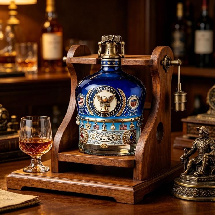Handcrafted Glass Liquor Container With Intricate Relief Pattern Unique Holiday Season Whiskeys Dispenser