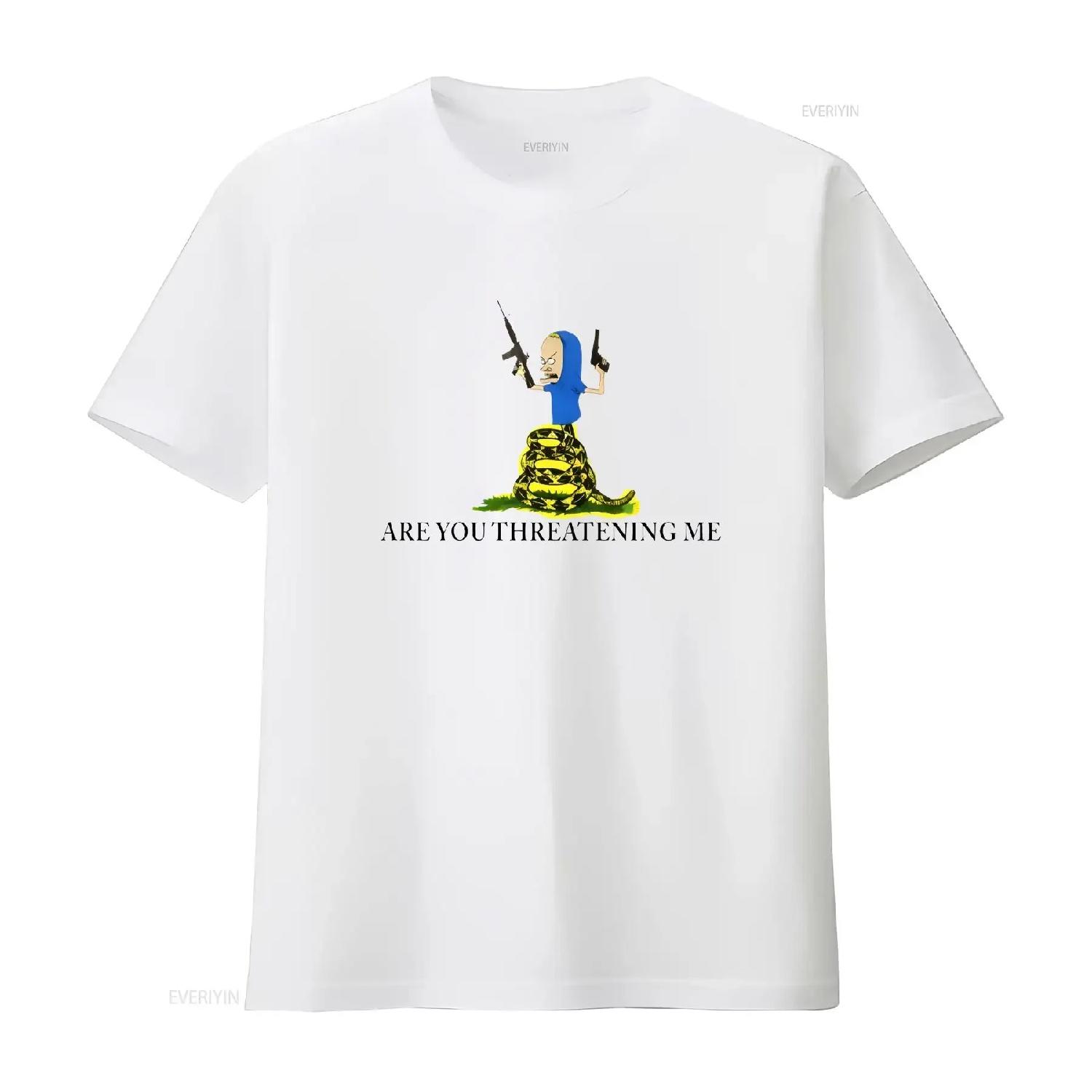 Beavis And Butthead Are You Threatening Me Heavy Cotton T Shirt vintage Washed Breathable designer clothes Stylish Soft S белый