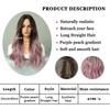 Women's Simulation Wig 60cm Hair Pink and Purple Wig Long Curly Wig Full Headgear Rose Hair Net Headdress Beauty Decoration Wig