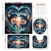 Dolphin Heart Bathroom Set - Waterproof Shower Curtain, Ultra-Soft Floor Mats, Toilet Lid Cover, And Contour Mat