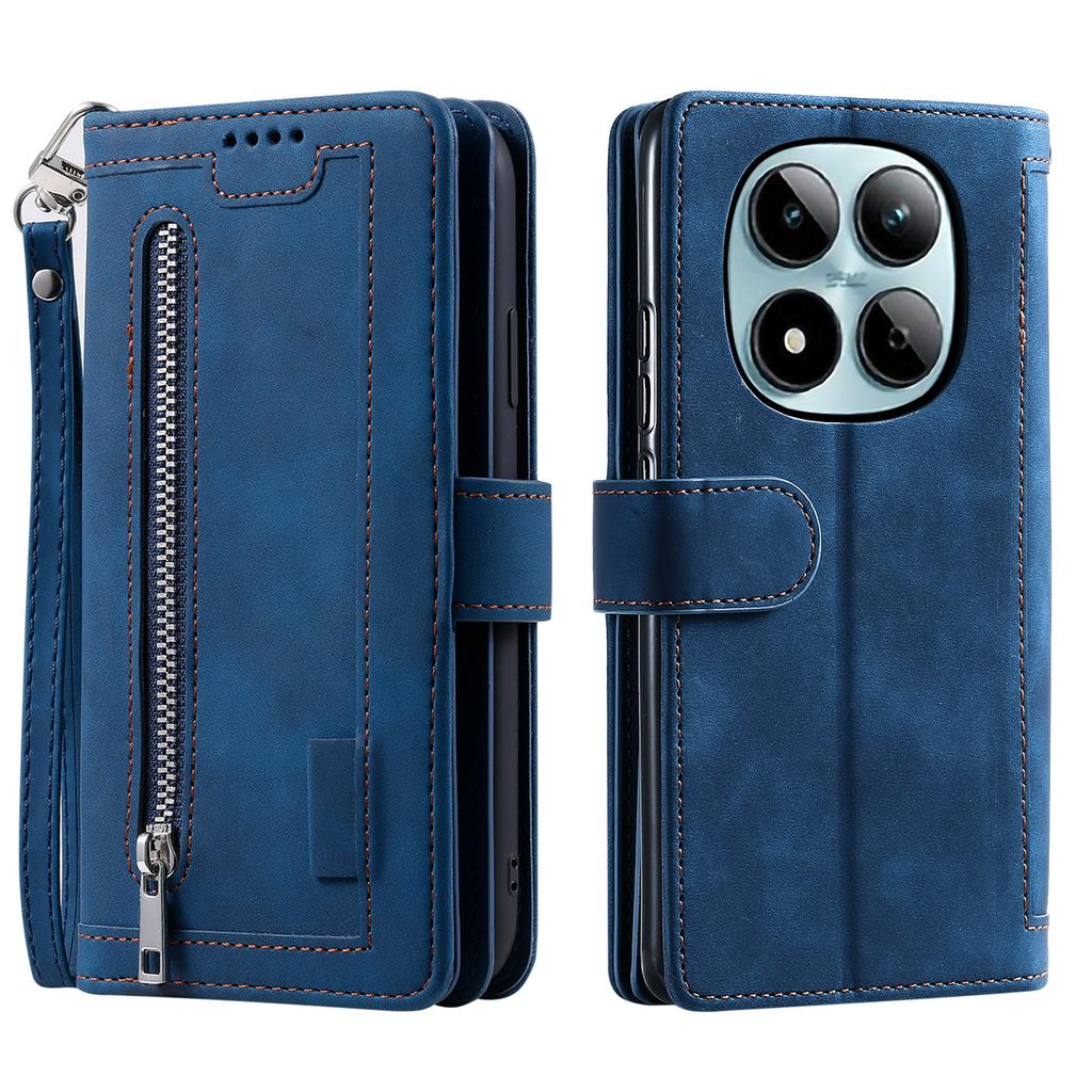 Für Xiaomi Redmi Note 15 Pro 4G (Global) Hülle 9 Kartenfächer Reißverschluss-Geldbörse PU-Leder Handyhülle mit Handschlaufe