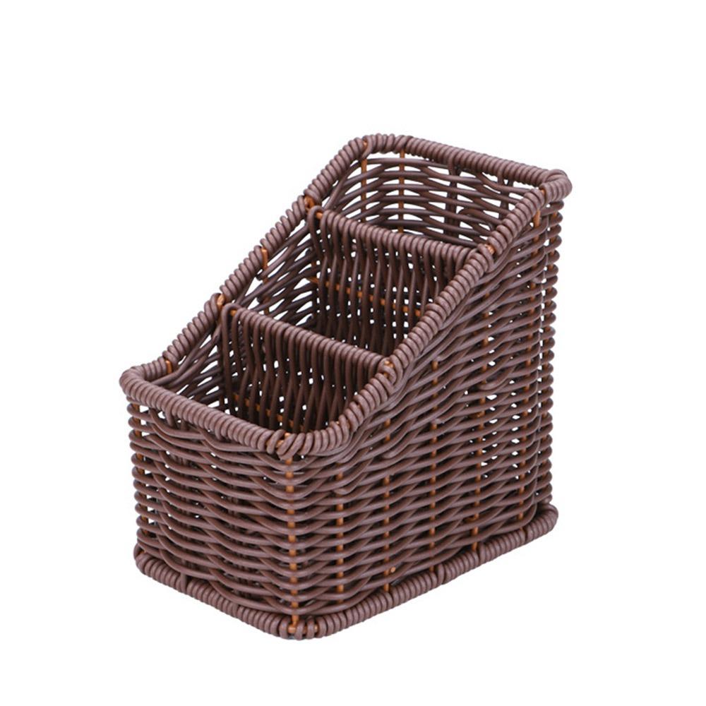 

Multi-porpose Compartmentalized Storage Basket Bevel Step Multicolor Weaving Box 3 Grids Plastic Sundries Organization Box кавовий