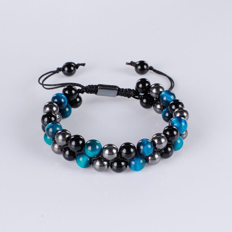 Tiger Eye, Green Pine Cat's Eye, Red Pattern Obsidian, and Green Ghost Natural Stone Woven Bracelet