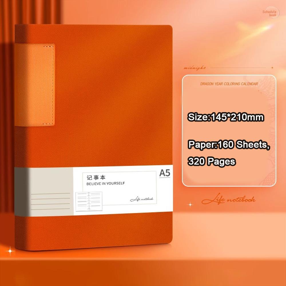 (Logo Can Be Engraved) A5 Leather Student Subject Notebook, Business Meeting Record Book, Thickened Notepad, Office Ledger, Diary