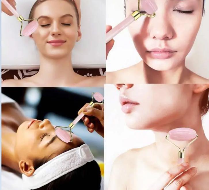Natural Jade & Rose Quartz Gua Sha Stone  Face Neck Massage Tool for Glowing Skin | Anti-Aging, Reduce Puffiness & Dark Circles | 80g