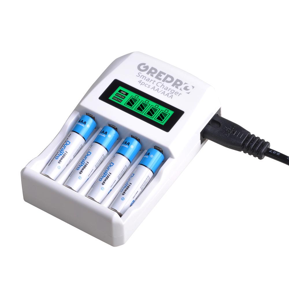 New 4 Slot Battery Charger F AA Ni-Cd Rechargeable Batteries JZ AAA Ni-MH