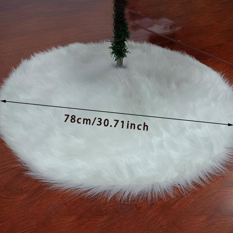

Christmas Tree Skirt Plush Tree Skirt Pure White Long Hair Carpet Apron Snow Cotton Christmas Tree Decoration Base Tree Skirt