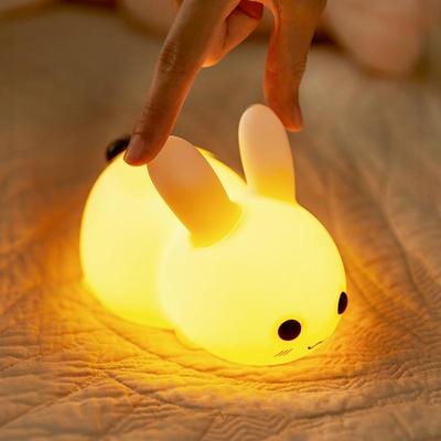 Touch Rabbit Night Lights Επαναφορτιζόμενες λάμπες USB με δυνατότητα ρύθμισης ρύθμισης σιλικόνης για παιδιά Δώρα μωρών Cartoon Cute Animal Bunny Night Lamp WBL
