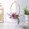 Couronne de cerceau floral en métal Couronne de fleurs de rose artificielle Guirlande de cadre rond en fer pour demoiselles d'honneur
