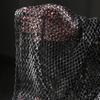 Metallic Interwoven Mesh Knitted Fabric Gray Gold 3D Textured Material for Fashion Designer Blouse Sweater Shawl Clothing Sewing