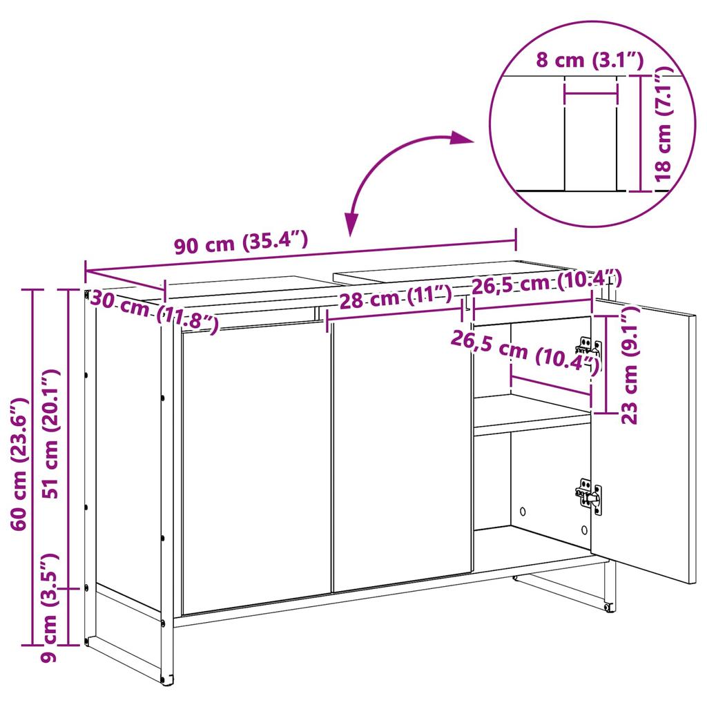 Bathroom Cabinet with Door Reclaimed Wood Look 90 x 30 x 60 cm Engineered Wood