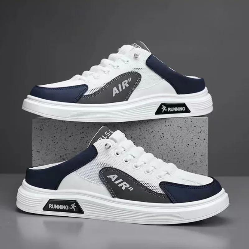 Slip-on Men Casual Fisherman Shoe Mesh Men Half Slipper Breathable Platform Sneakers Comfortable Outdoor Slippers Zapatos Hombre