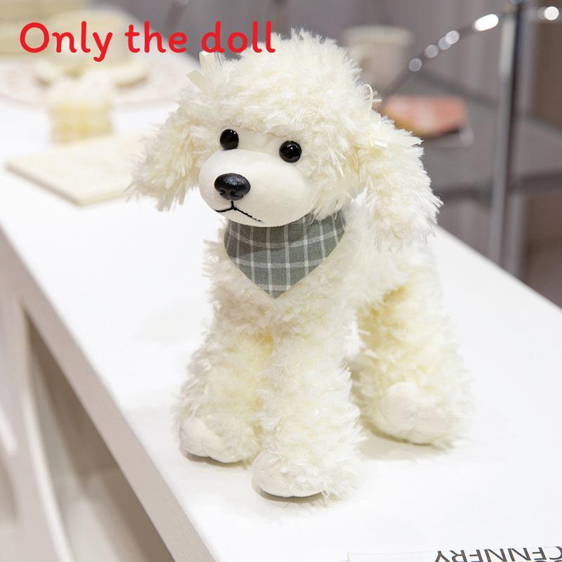 Plush Poodle Dog Toy With Checkered Scarf Design For Kids And Collectors