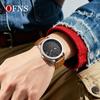 OFNS Men's Ultra-thin Quartz Wristwatch with Rotating Bezel and 3D Markers