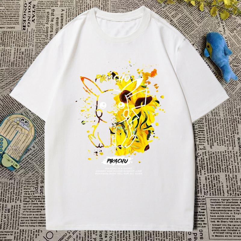 Pokémon Tshirt Mens and Womens Printed Short Sleeve Anime Cartoon Geng Gui Childrens Clothing Student Peripheral Summer