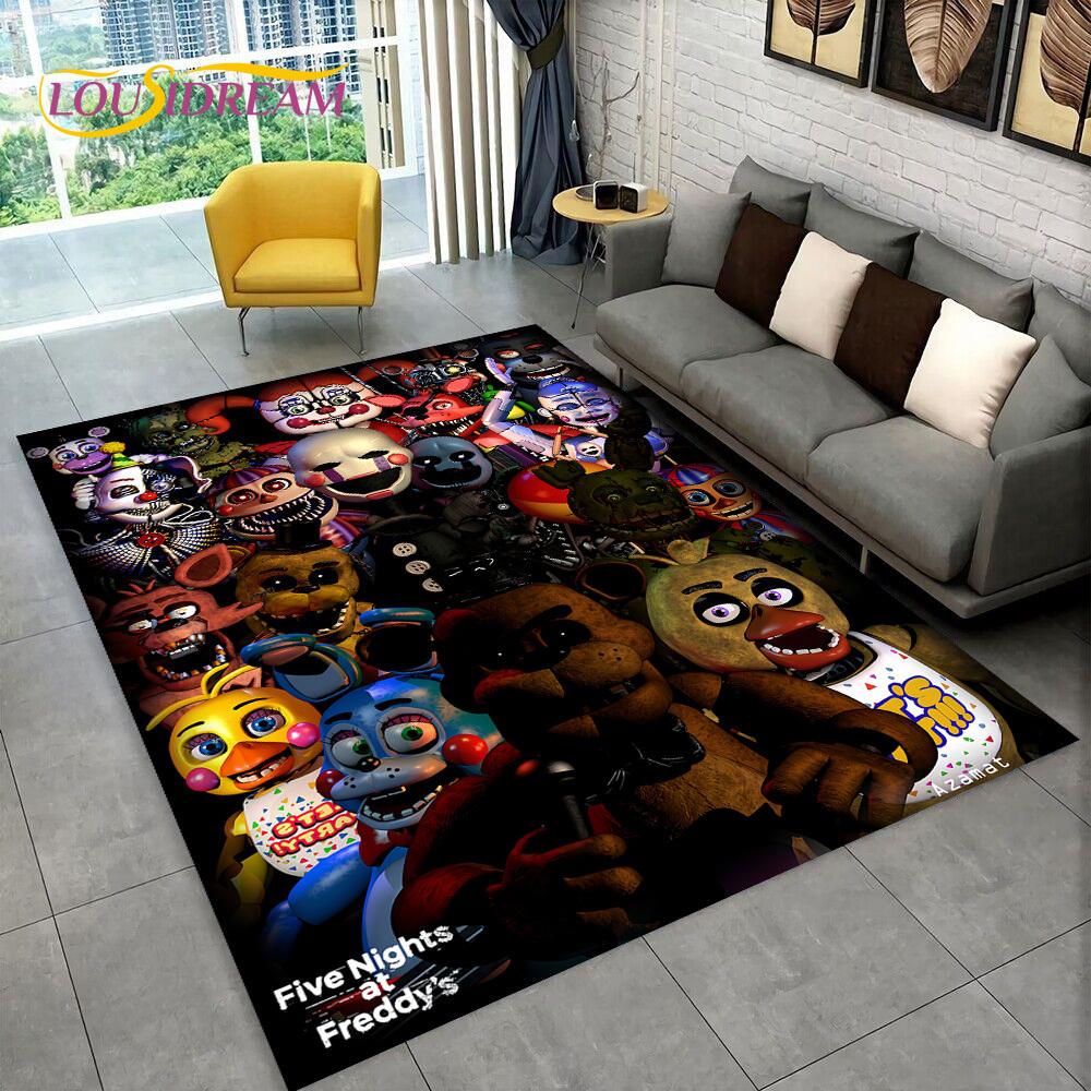 Horror Game FNAF Movie Freddy Bonnie Carpet Rug for Home Living Room Bedroom Sofa Doormat Decor,kids Play Area Rug Non-slip Mat