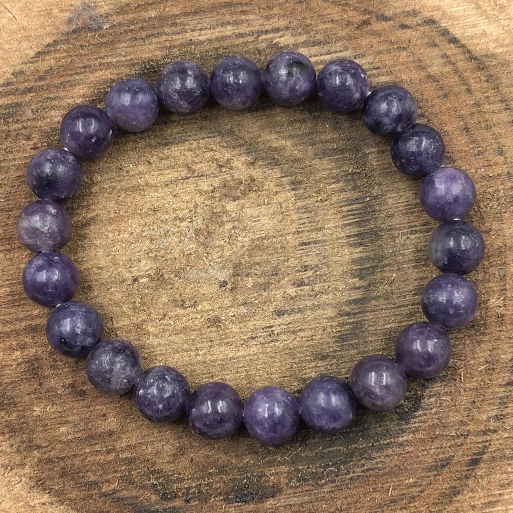 8mm Natural Lepidolite Gemstone Unisex Beads Jewelry Handmade Good-Luck Bracelet For Birthday Gift RBB-27