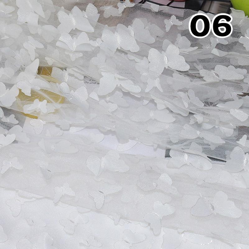 50*130cm 3D Vivid Butterfly Lace Mesh Fabric Exquisite Sheer Embroidery Soft Tulle Yarn For DIY Sewing Wedding Dress Cloth Craft