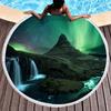 Aurora Print Round Beach Towel,Polyester Sand Resistant Beach Blanket,Soft Absorbent Quick Dry Pool Towel Portable Picnic Mat