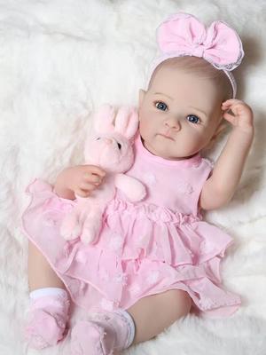 Lifelike 18 Inch Reborn Baby Doll Full Silicone Vinyl 3D Skin Can See Veins Educational Girls Toy for Christmas Gift