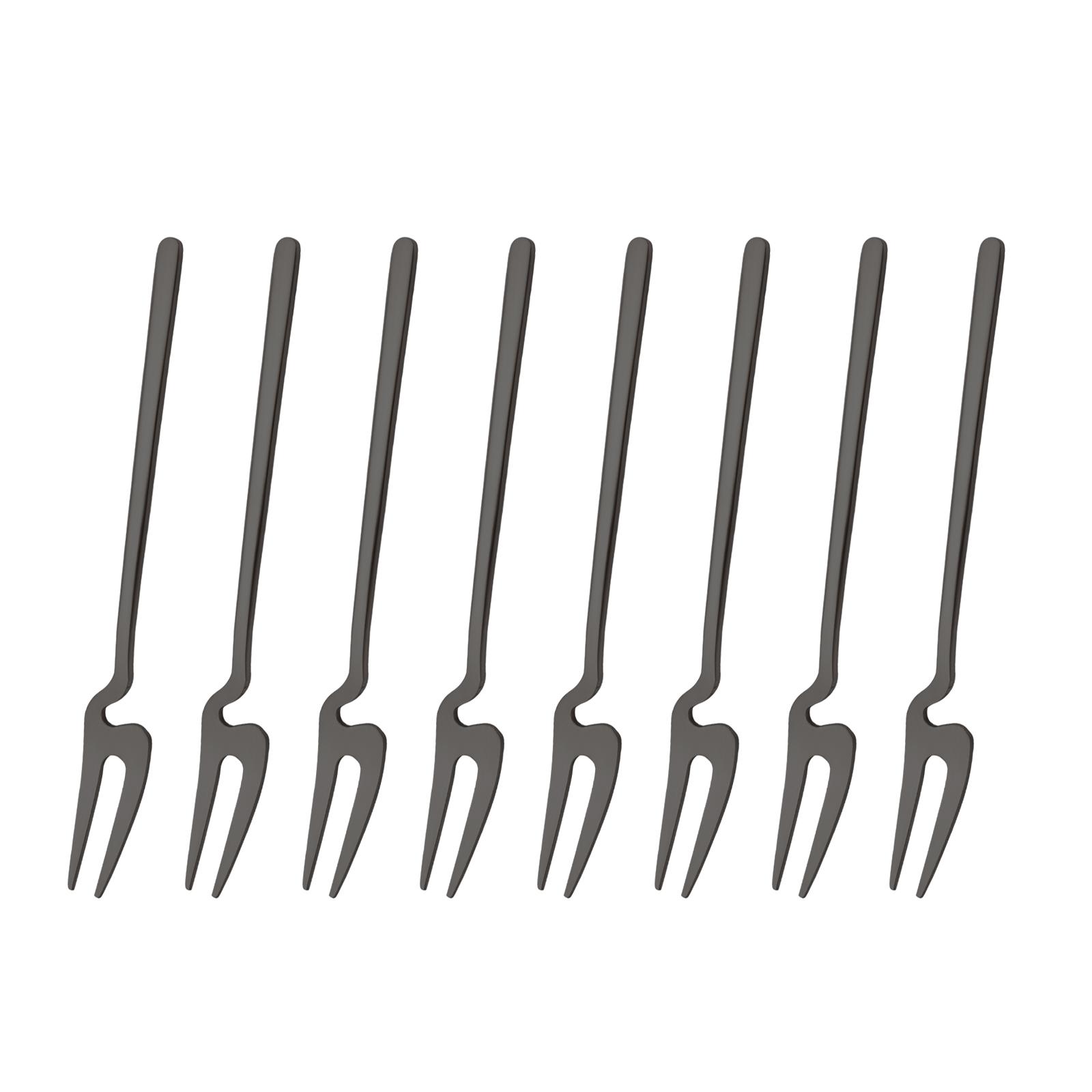 

8 шт. вилки для фруктов из нержавеющей стали для ресторана, кафе, домашней вечеринки, 14 см, двухзубые вилки для закусок, тортов, десертов, посуда чёрный