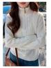 Women's 100% Pure Wool High Neck Half-Zip Cable Knit Sweater - Commuter Style, Loose Fit, Warm Top