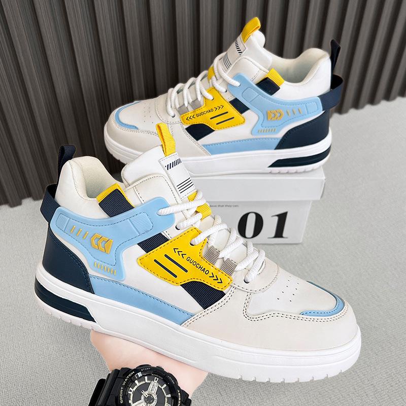 

Spring large size Guochao high-top shoes, tide brand board shoes 46 youth casual sports shoes, enlarged and fattened men s shoes 45 39 бежевый
