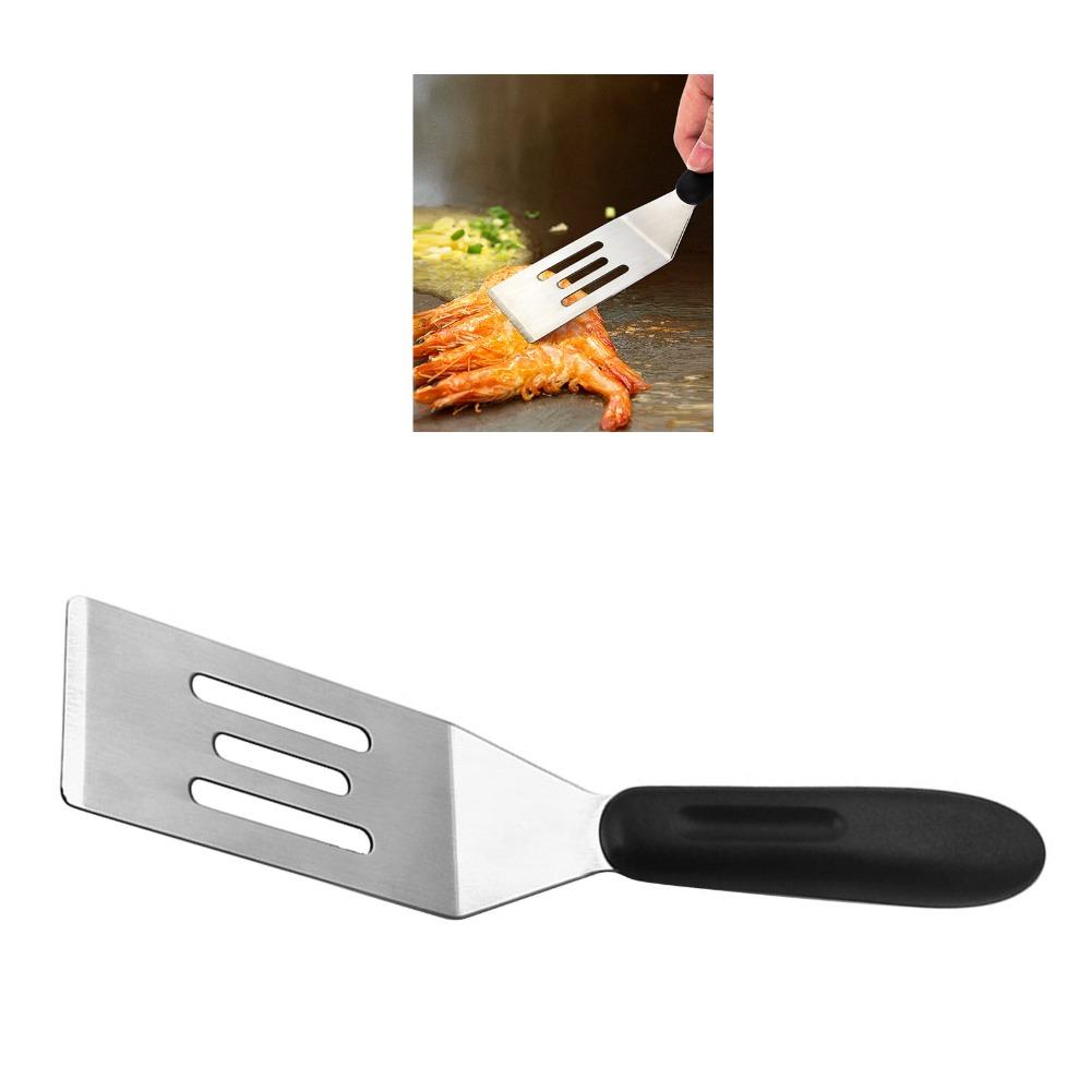 Slotted Design Stainless Steel Turner Black Silver Mini Serving Spatula  Home Kitchen