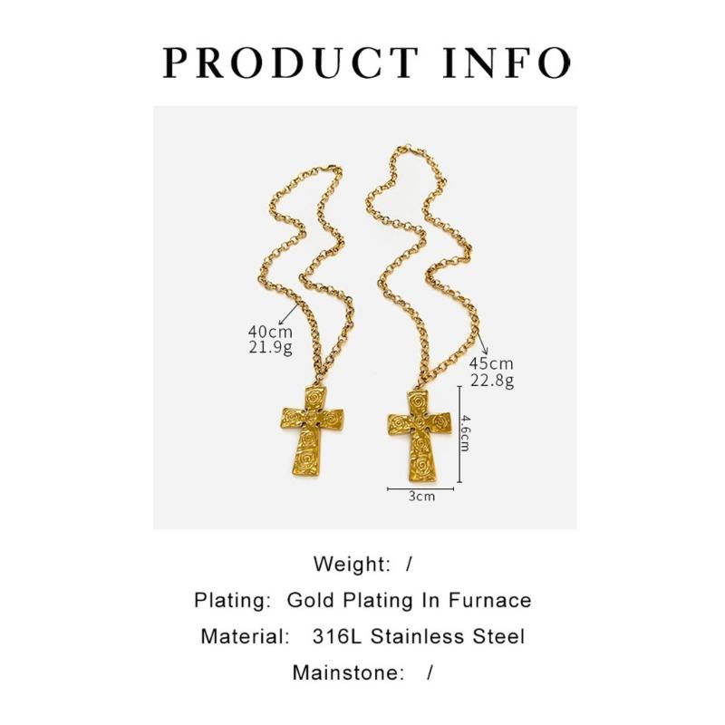 Trendy Unisex Pendant Neck Chain Vintage Inspired Stainless Steel Hip Hop Crucifix Necklace Metal Clavicle Chain
