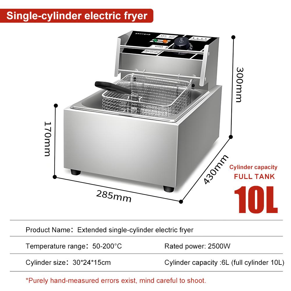 Electric Fryer Home Electric Oil Fryer Pot Large Capacity Stainless Steel Durable for Fried Skewers Dough Sticks Chicken Wings