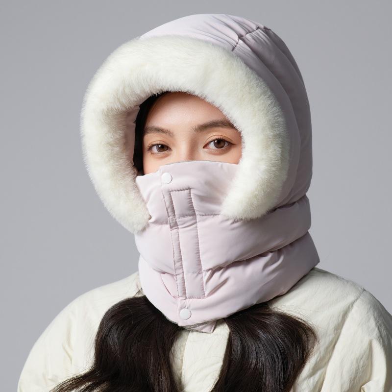 Mädchen Winter Warmer Ohrenschutz Daunenmütze Lei Feng Mütze Schal Integriert Verdickte Ärmel Winddichte Fahrradmütze