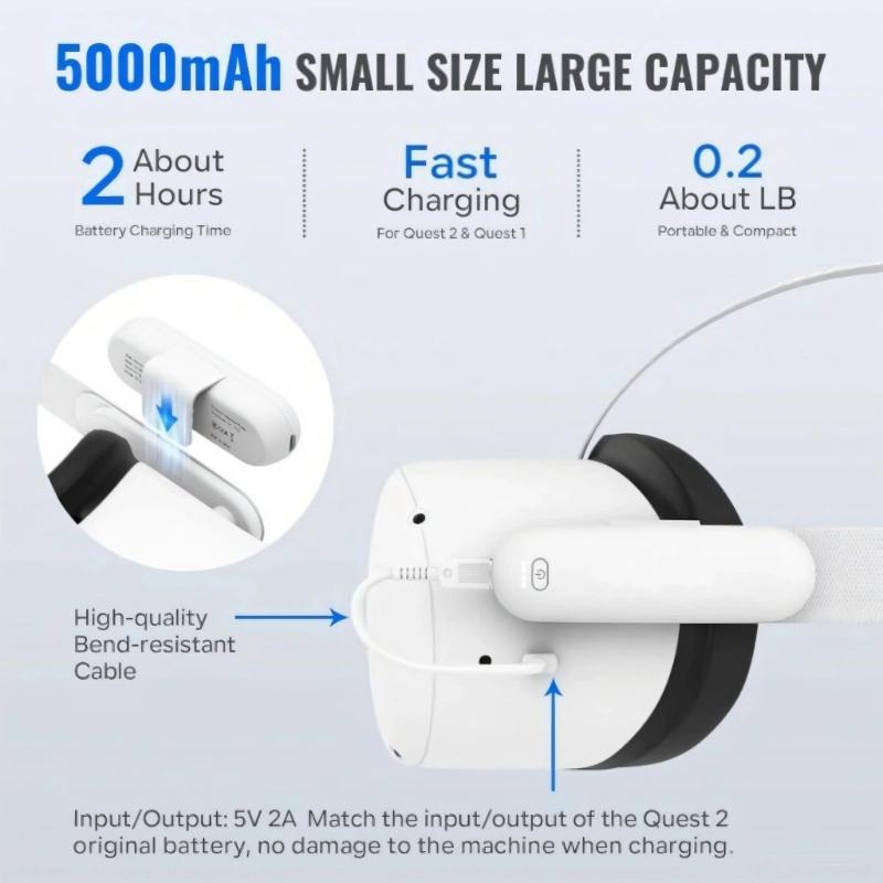 Universal VR Battery Pack with Cable for VR Headsets Plugs Play Charging and 2 3 Times Longer Runtime