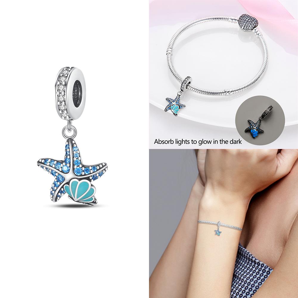 Copper Ocean World Series Sea Blue Turtle Starfish Crab Octopus Charms Bead Fit Bracelet Diy Jewelry Gift