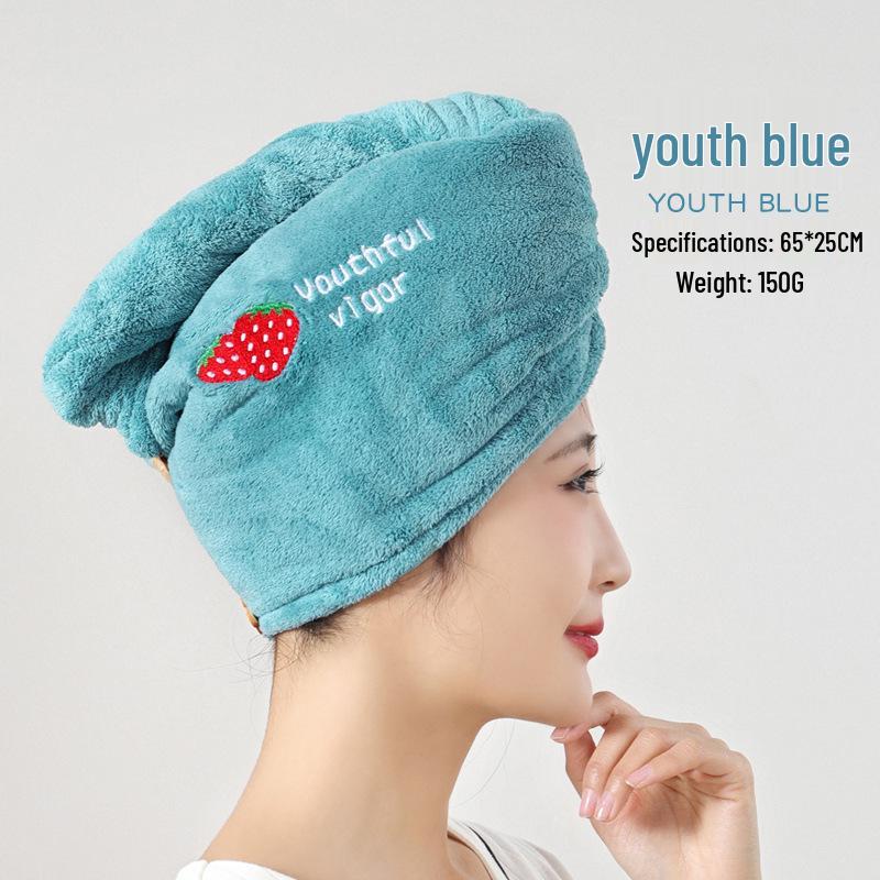 Thickened Double-Layer Coral Fleece Quick-Dry Hair Cap for Women, Water-Absorbent and Customizable with Logo