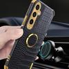 For Samsung Galaxy S24+ Cell Phone Case Crocodile Texture Leather+TPU Back Cover with Ring Kickstand