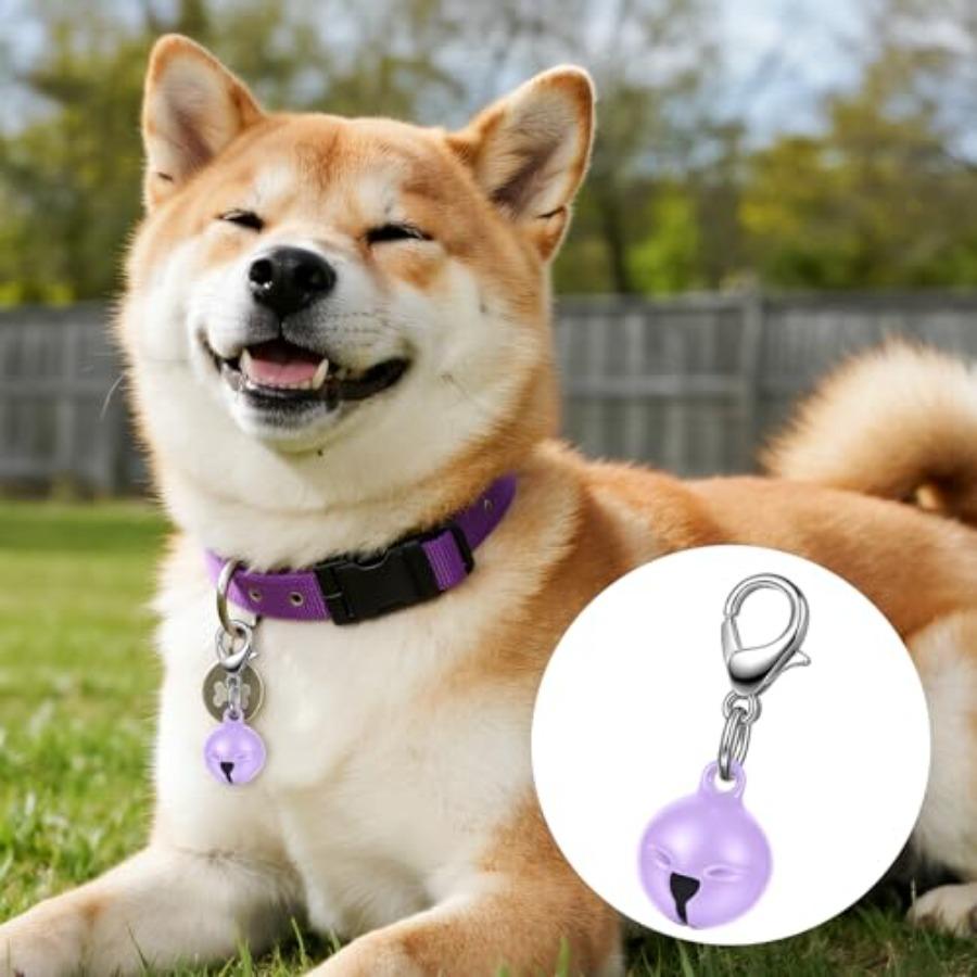 14 Pcs Pet Bell, Small Dog Collar Bell with Key Rings Clasps Cat Collar Charms Pet Pendant Accessories for Small Animal Dog Goa