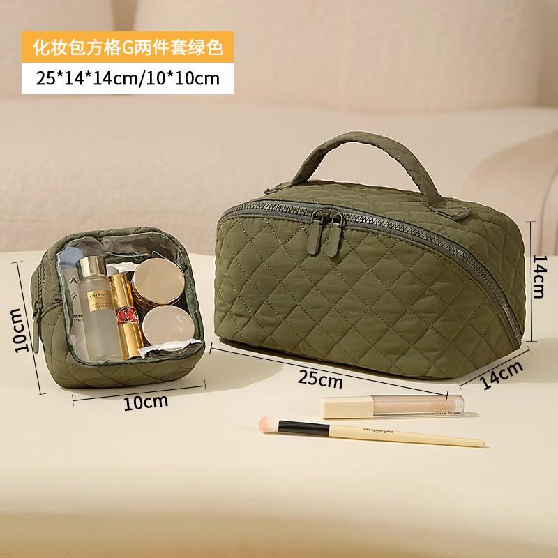 Large Capacity Travel Makeup Bag Set With Waterproof PVC Material Dual Compartment Handheld Cosmetic Organizer Women