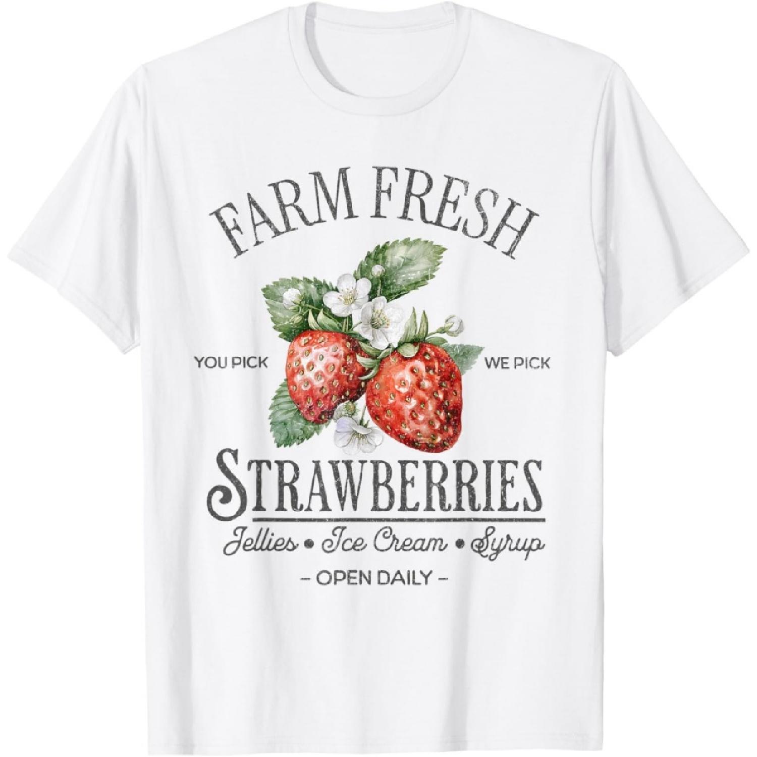 Farm Fresh Strawberries Vintage Strawberry Farmers Farm T-Shirt S