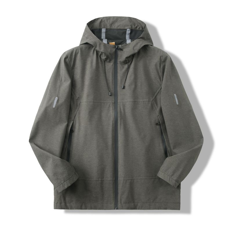 Trade Outdoor Fully Rubberized Windproof and Waterproof Mountaineering Jacket, Spring and Autumn Men's Sports Casual Hooded Jacket, Windbreaker