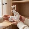 Christmas Table Centerpieces 3D Printed Deer Figurine, White Sitting Stag Sculpture with Antlers, Indoor Entryway Displays Minimalist Tabletop