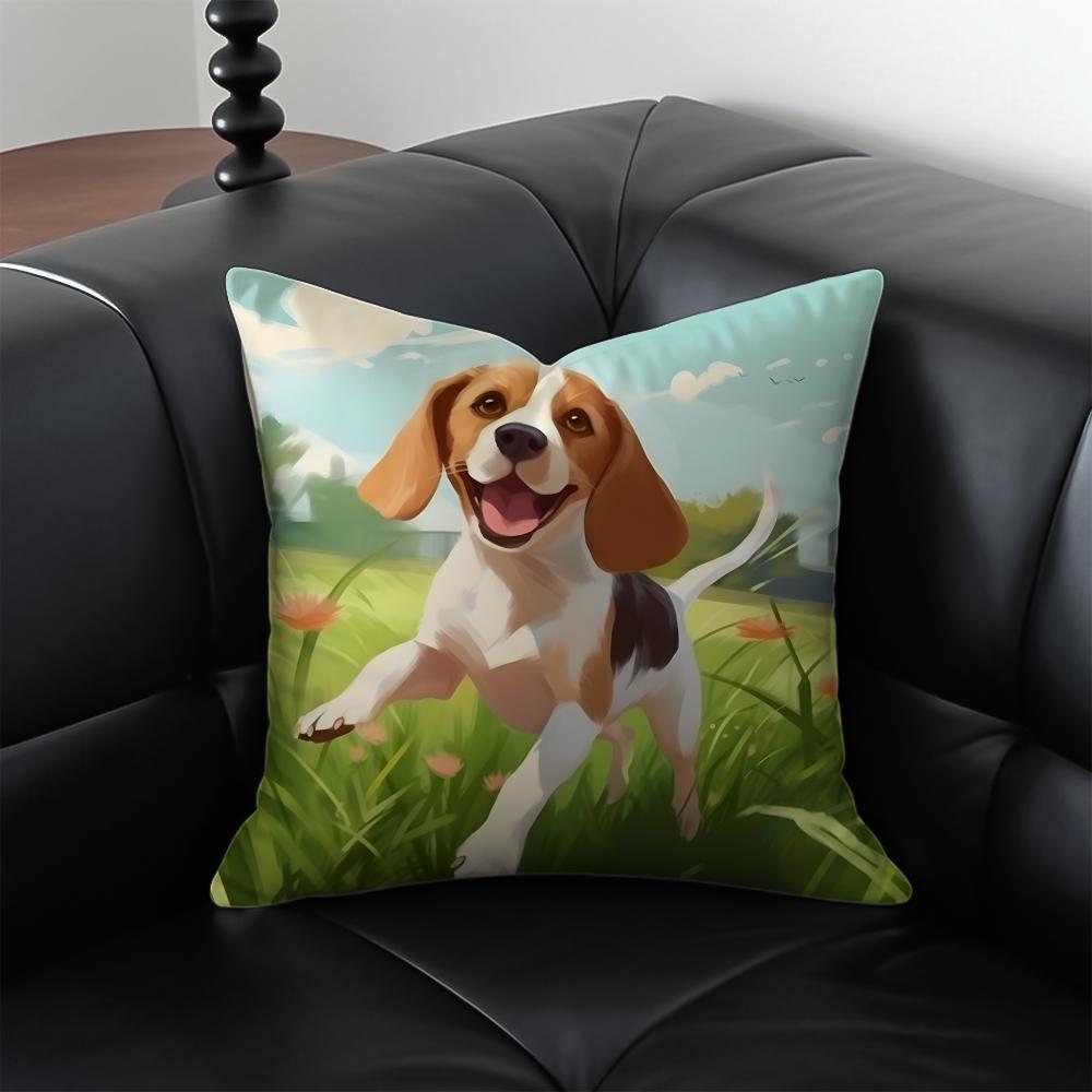 Cute Beagle Dodong Pet Cushion Cover Pillow Case Antidustmite Invisible zipper silky plush cushion