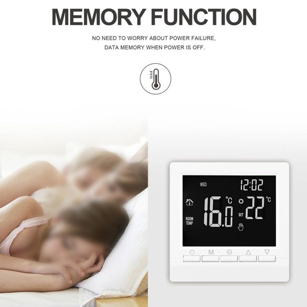 Programmable Digital Room Thermostat Temperature Controller with LCD Display Wired Boiler Heating System Child Safety Lock