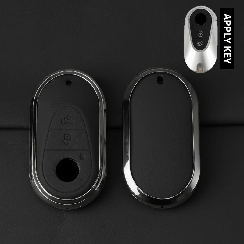 

Interior Mouldings Metal Leather Car Key Case Cover For Mercedes Benz C E S Class GLC W206 W223 W214 E300 C260 C300 S450 S500 Ke чёрный