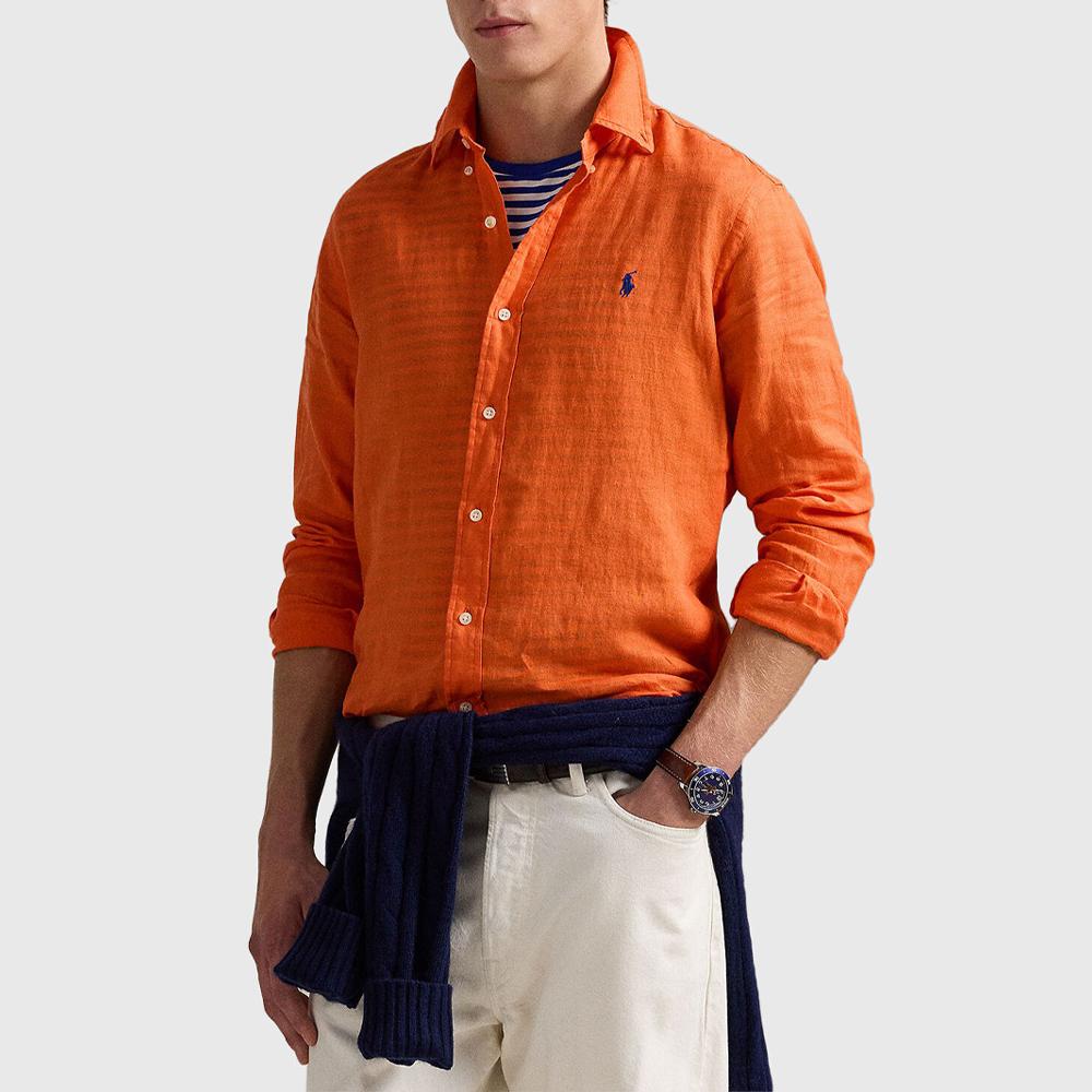 Polo Ralph Lauren Logo Slim Fit Dlouhý rukáv Pánské košile Oranžová 710966294002-100