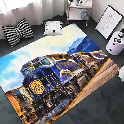 Classical Train Locomotive 3D HD Printing Carpet for Living Room Kids Bedroom Sofa Doormat Floor Tapete Anti-slip Decor Alfombra