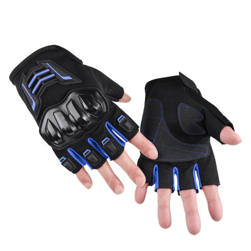 

Летние мотоциклетные перчатки с полупальцами, мужские мотоциклетные солнцезащитные, устойчивые к падениям, дышащие и износостойкие, тактические короткие рыцарские Black and blue 1 pair All yards