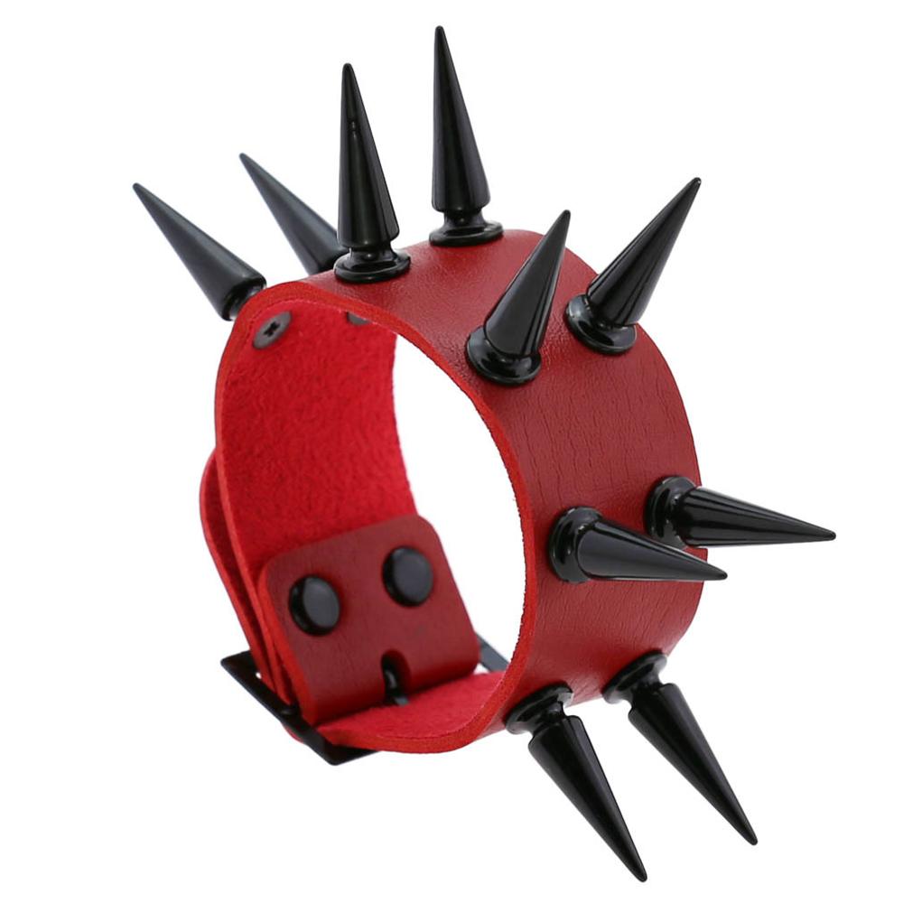Emo Spike Bracelet Vegan Leather Punk Bracelets Goth Girl Boy Cuff Bangle Studded Halloween Wristband for Women Men Jewelry