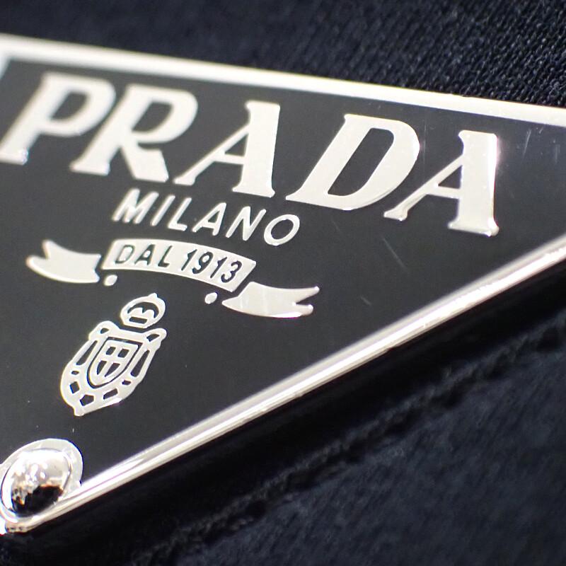 Prada UJN861 L Short Sleeve T-shirt Black Cotton Mens