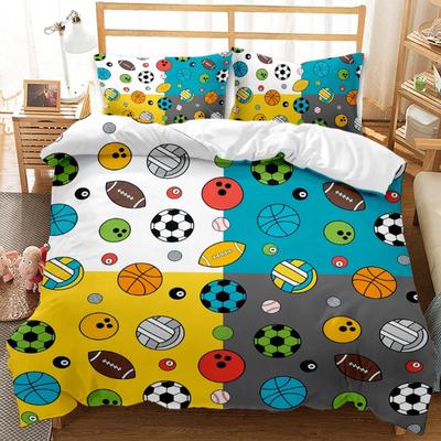 100% Polyester Bedding Set Home Textile Housse De Couette Football Duvet Cover Sets For Boy Queen Full Twin Single Size Bedroom